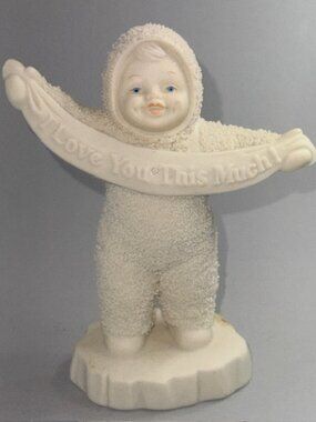 Vintage Snowbabies Department 56 Christmas Figurine Love You This Much Banner